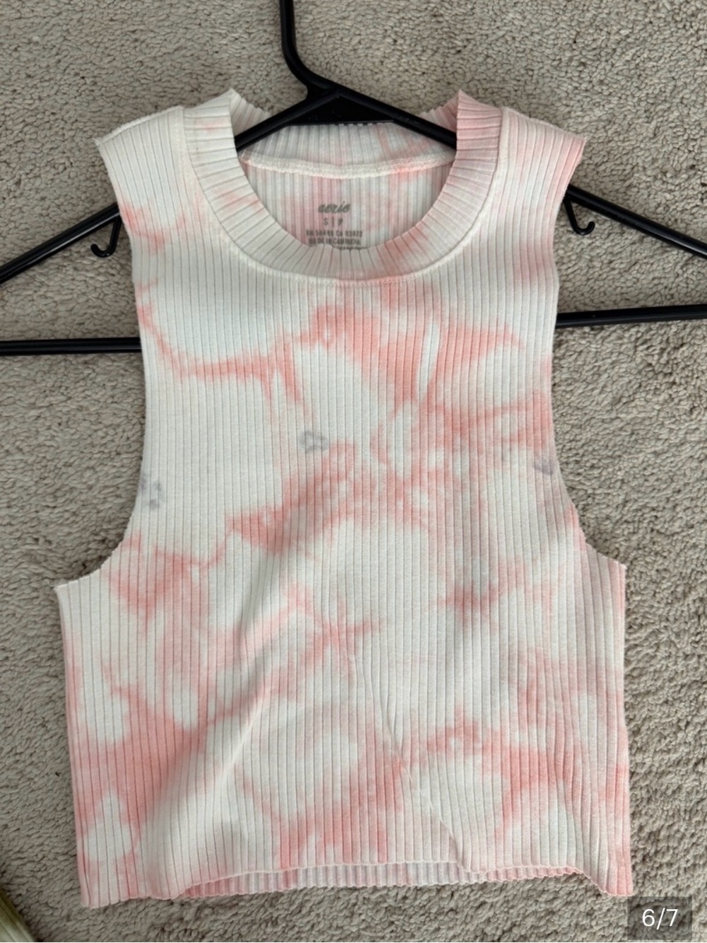 aerie Pink Tie-Dye Ribbed Sleeveless Knit Tank